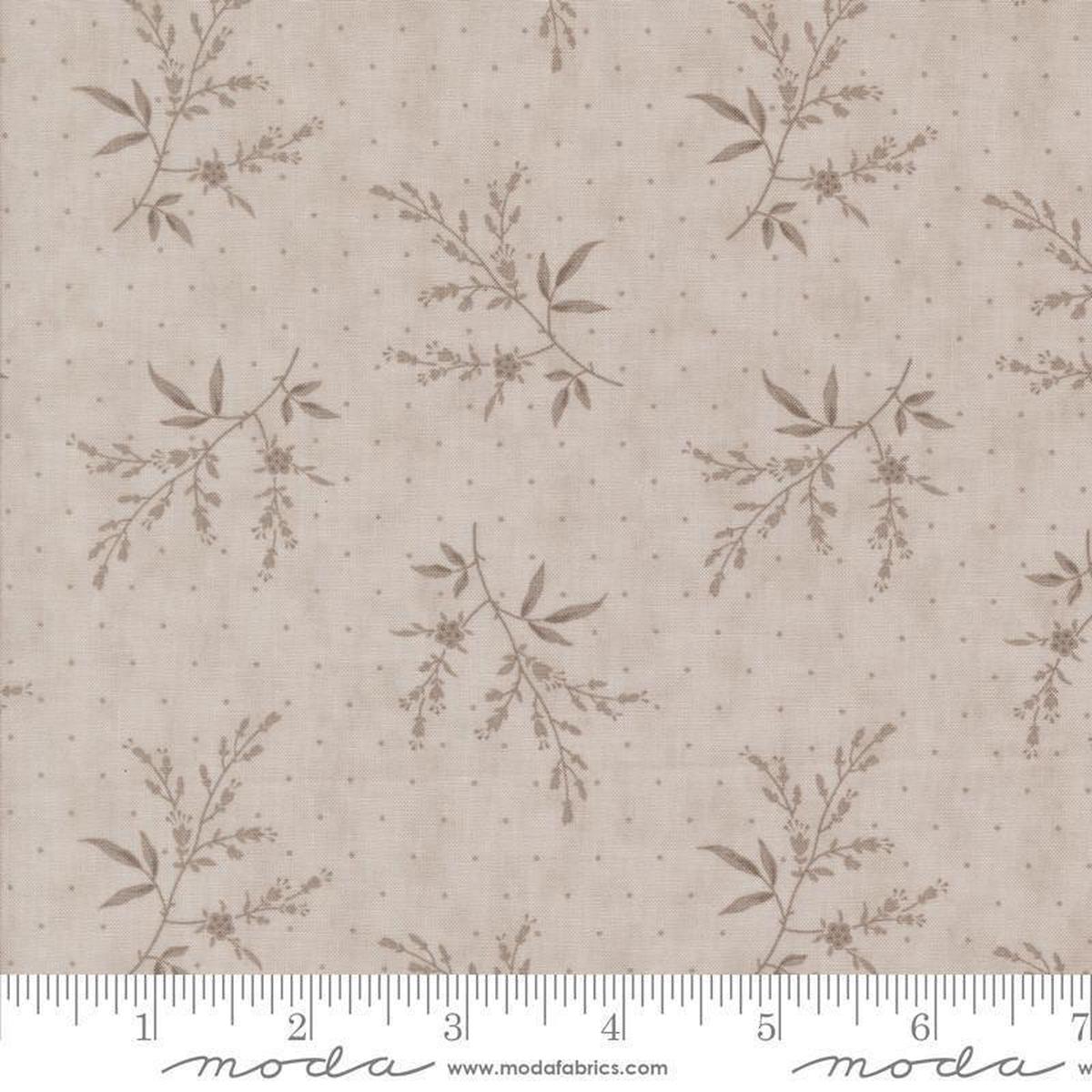 SALE Muse Silhouette 44395 Stone - Moda Fabrics - Floral Flowers Blossoms Leaves Leaf - Quilting Cotton Fabric