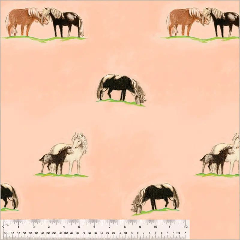 Heather Ross by Hand Heather Ross 54253D-4 Peach Ponies Cotton