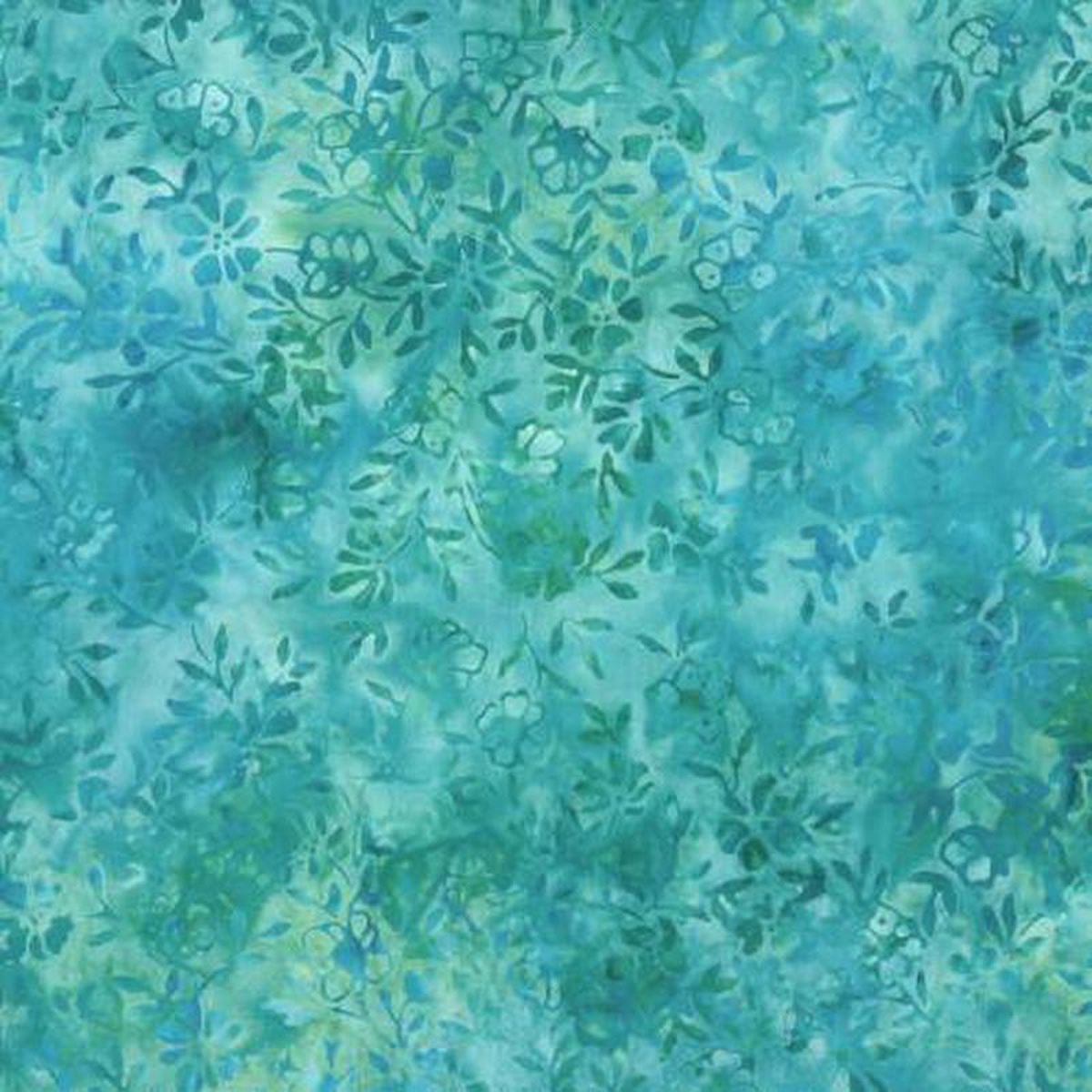 Moonshadow Batik Aqua Daisies and Vines Batik 22309-477