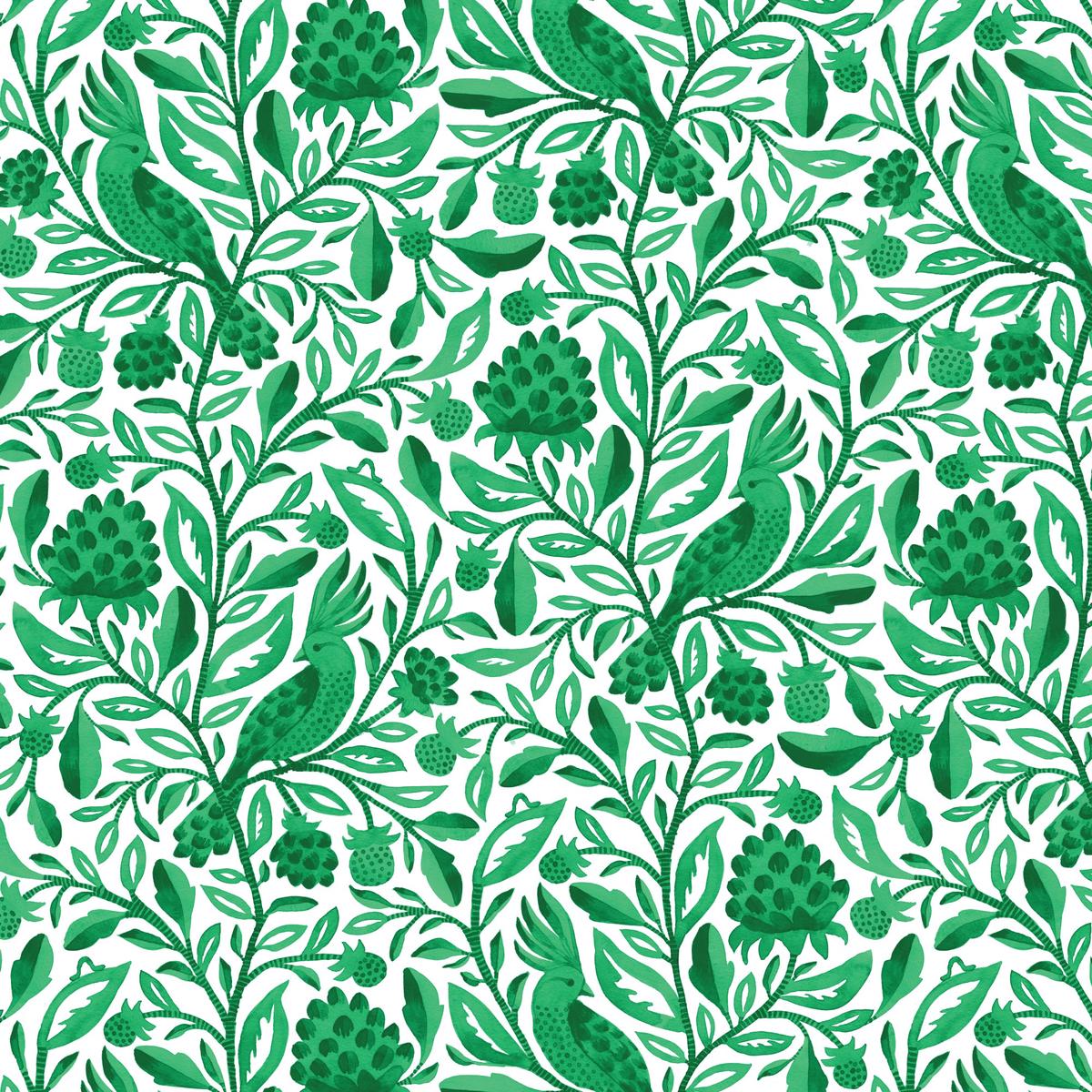 Esmeralda - Green | Birds & Branches | Cloud 9 Fabrics