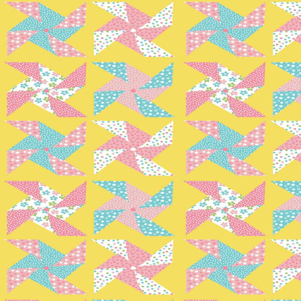 Pucker Up Floral Pinwheels Yellow / Multi