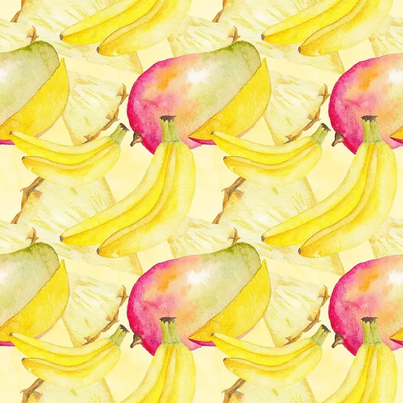 Watercolor Packed Various Fruits Fabric