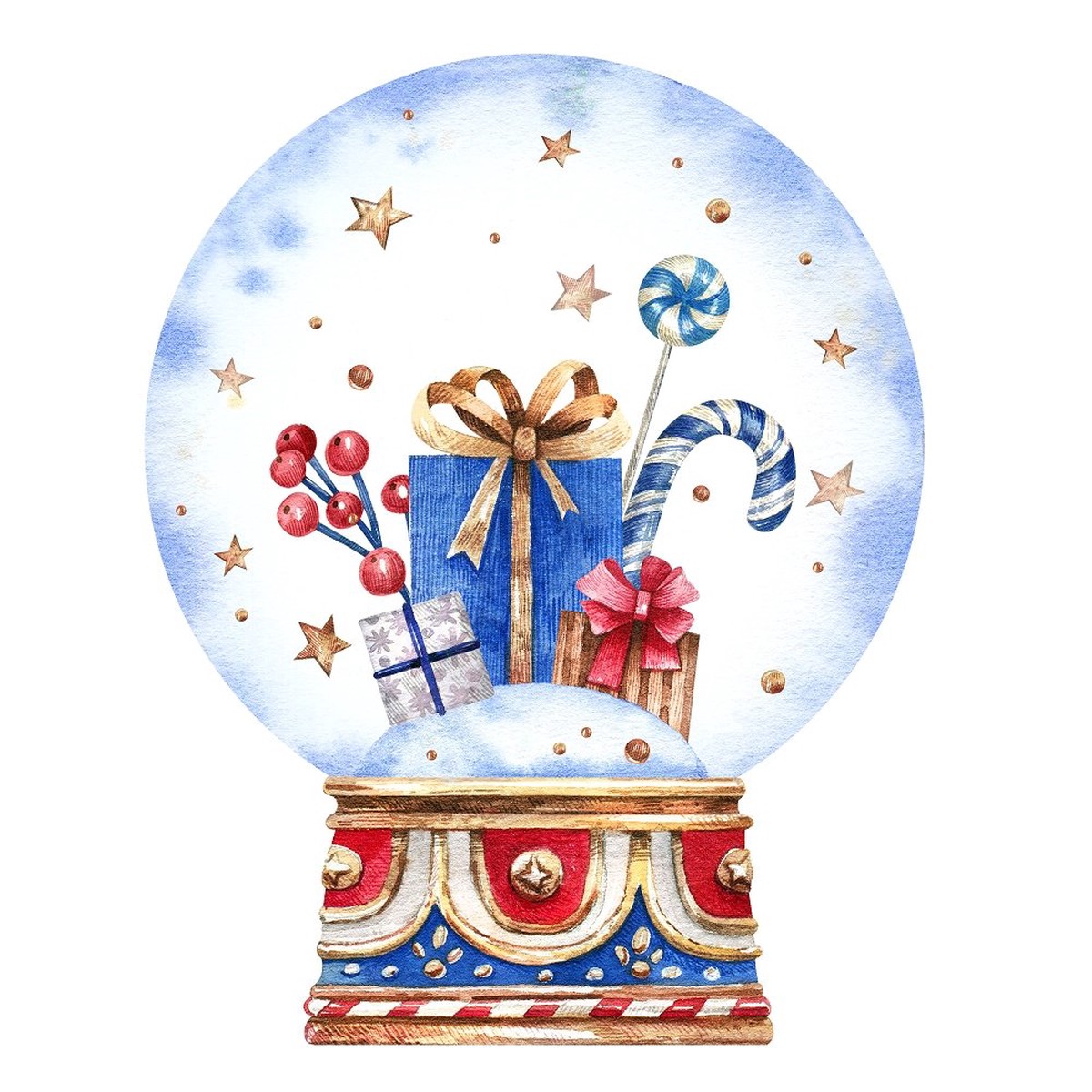 Presents in Snowglobe Fabric Panel