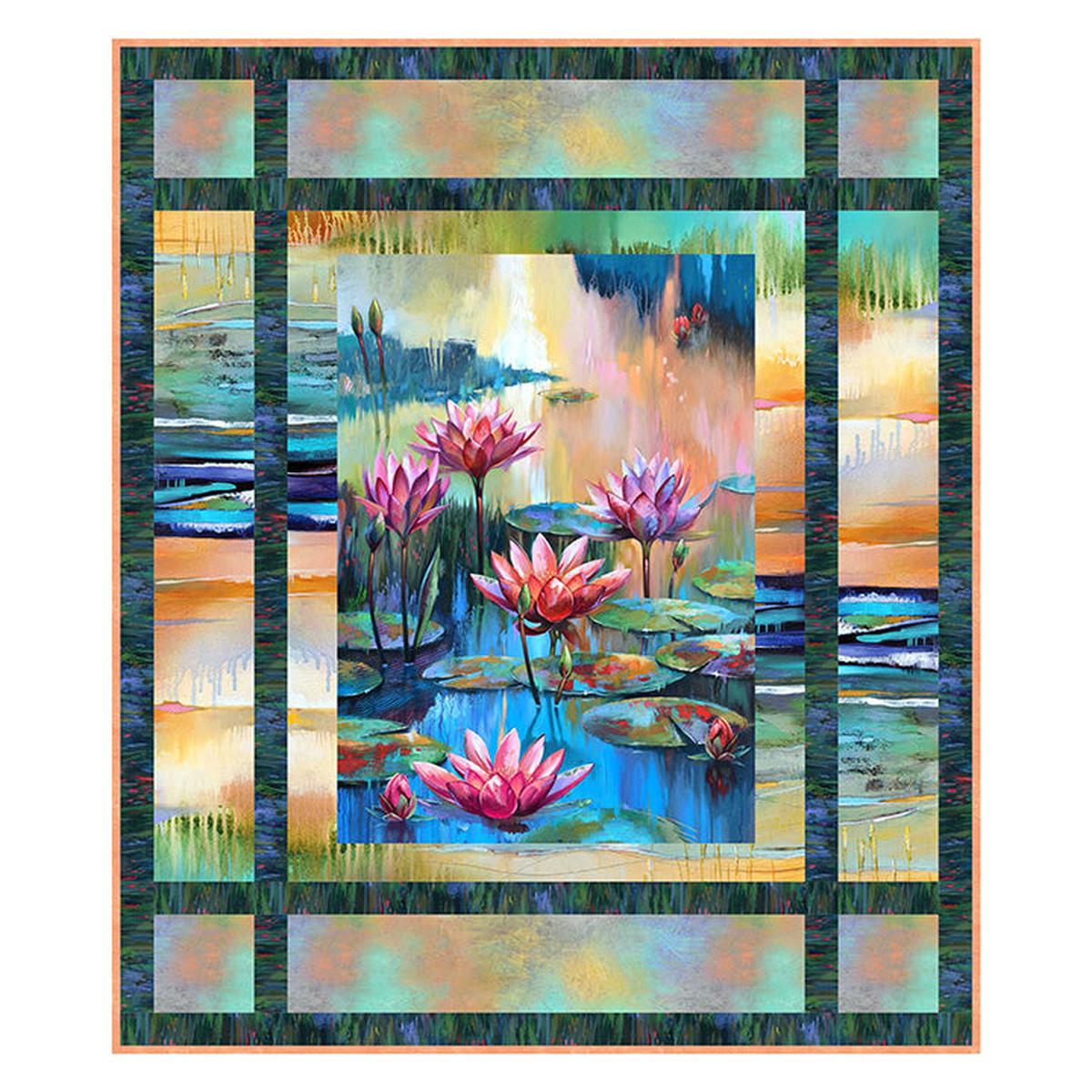 QUILT Kit PICTURE PERFECT, featuring LOTUS Collection by Tim Parker for Northcott - Quilt Kit PICTURE PERFECT, 52" x 62"