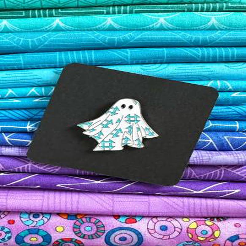 Quilt Ghost Enamel Pin Blue