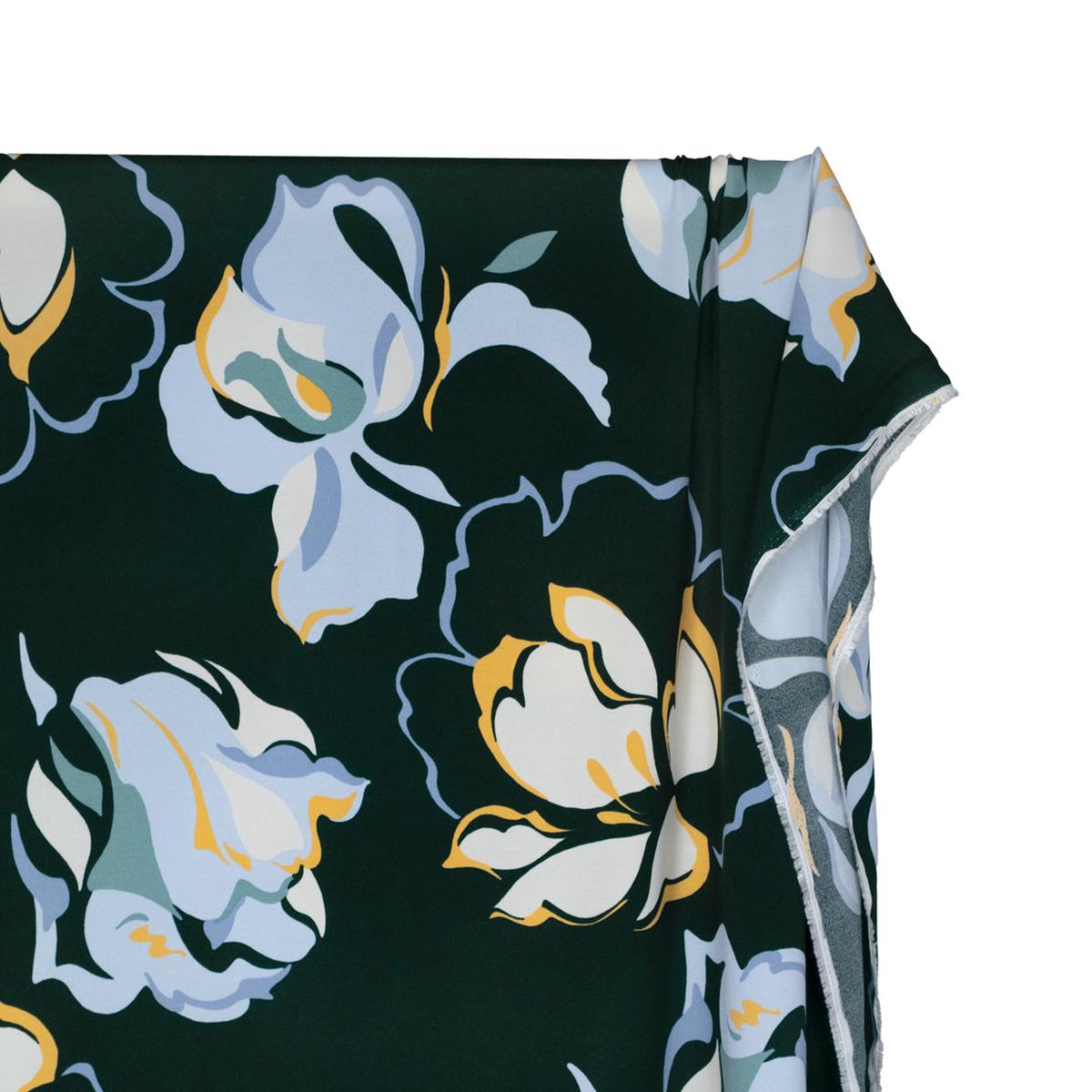 Deadstock Symphony Viscose Crepe - Pine/Baby Blue