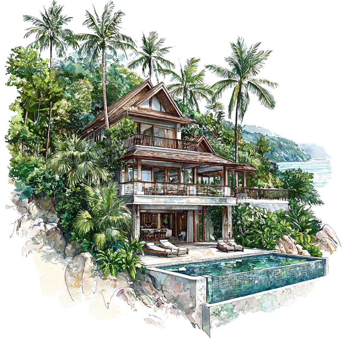 Thailand Resort Fabric Panel 36