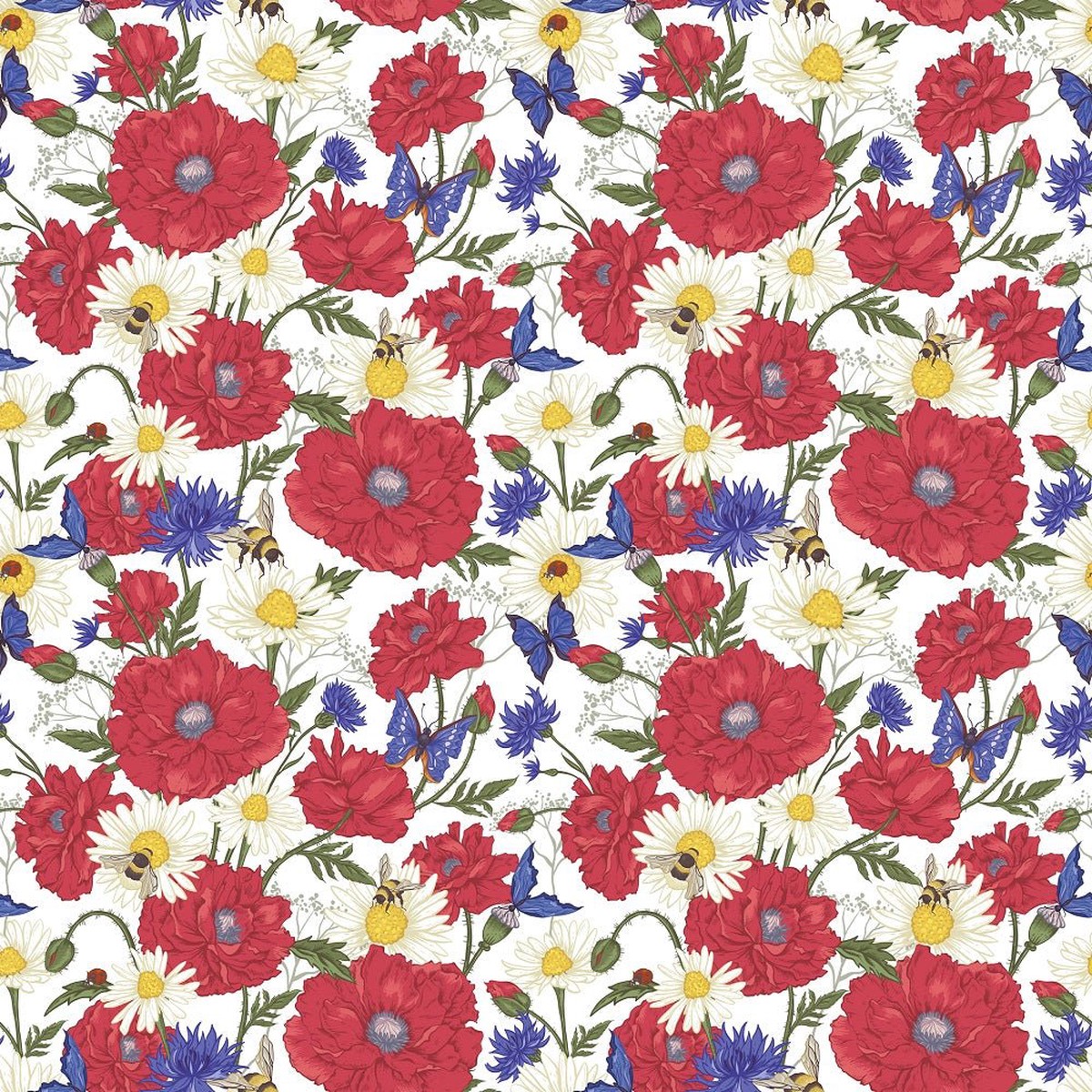 Vintage Bees Blooms Fabric