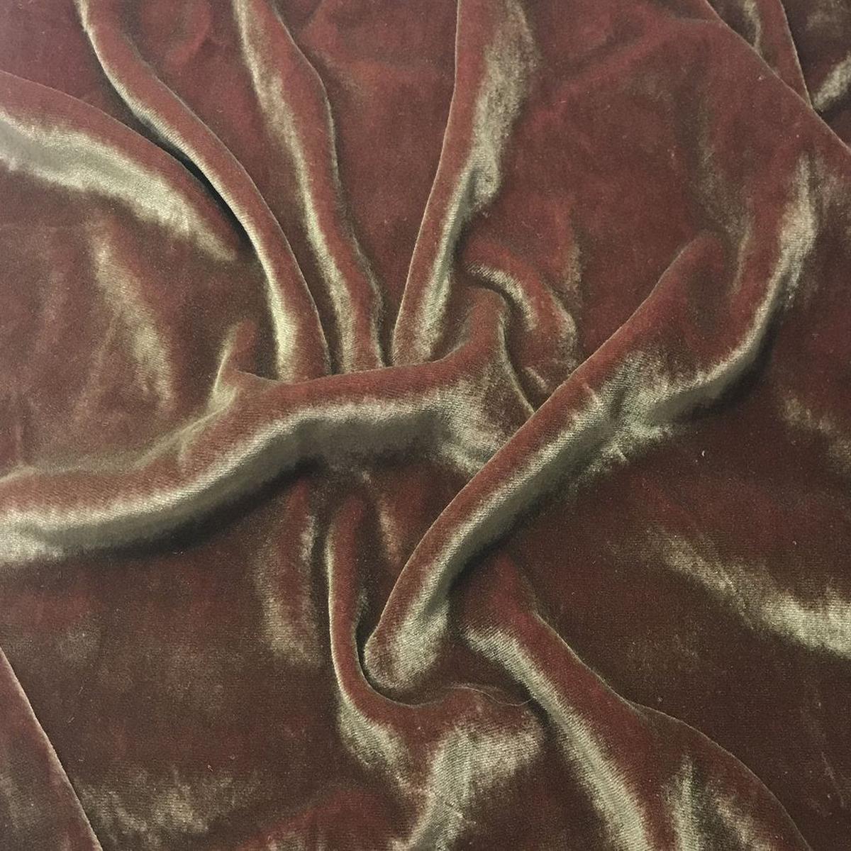 Antique Gold on Rose Gold - Hand Painted Silk Velvet Fabric - 1/2 Yard x 45"
