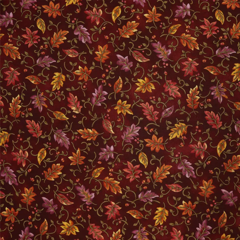 Autumn Breeze Fabric Collection - Dancing Leaves Red