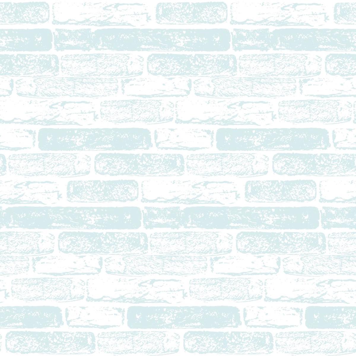 Hand Drawn Brick Wall Fabric - Iceberg