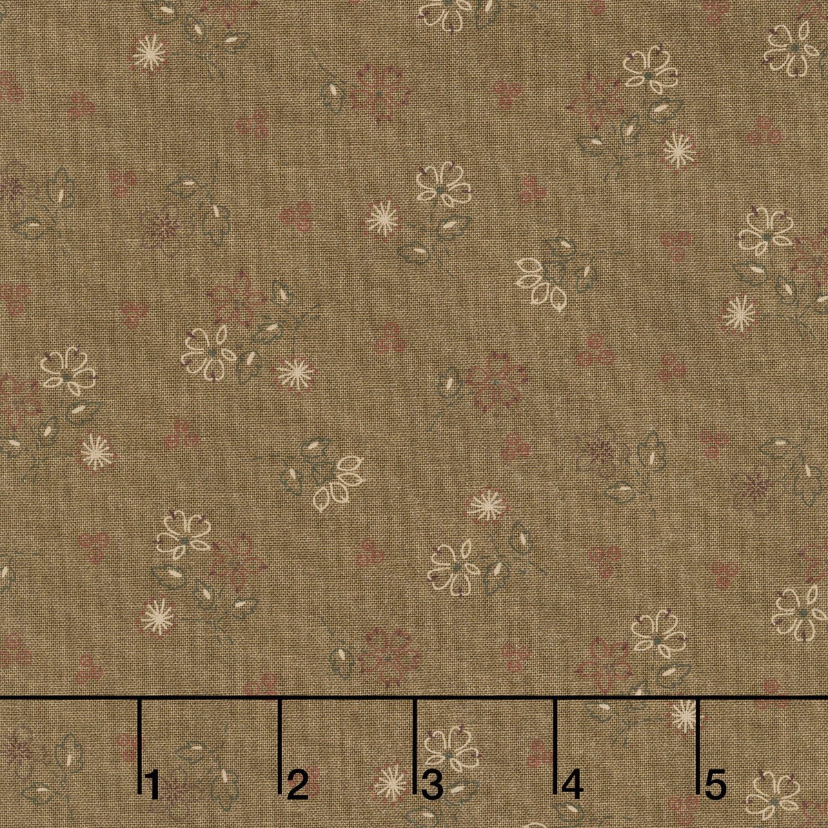 Hearth and Home - Stitched Floral Brown Yardage
