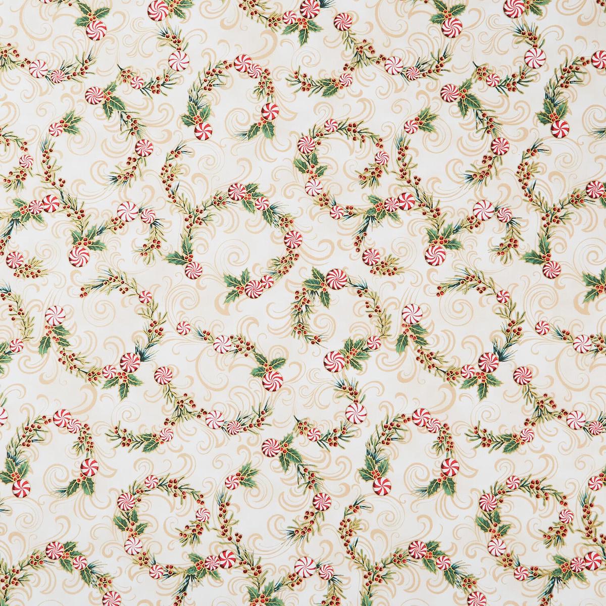 Holiday Flourish Peppermint Twist - Peppermint Candies Vanilla Metallic Yardage