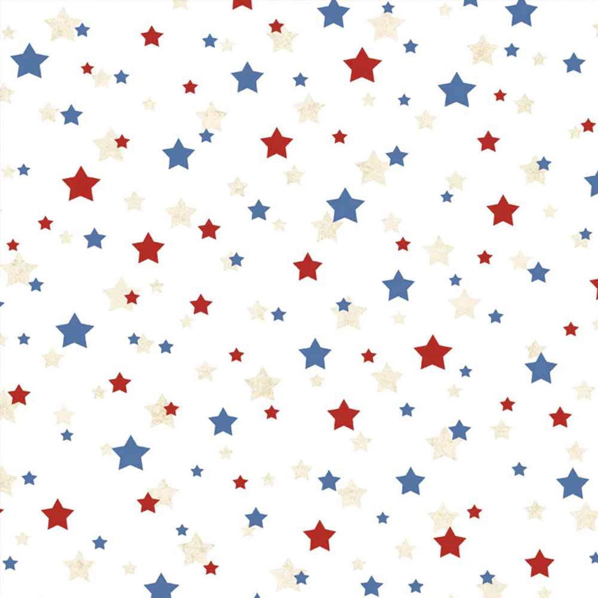 P&B Textiles - Star Spangled by Gina Jane Lee - White/Multi - 108" Wide 3-Yard Back Pack