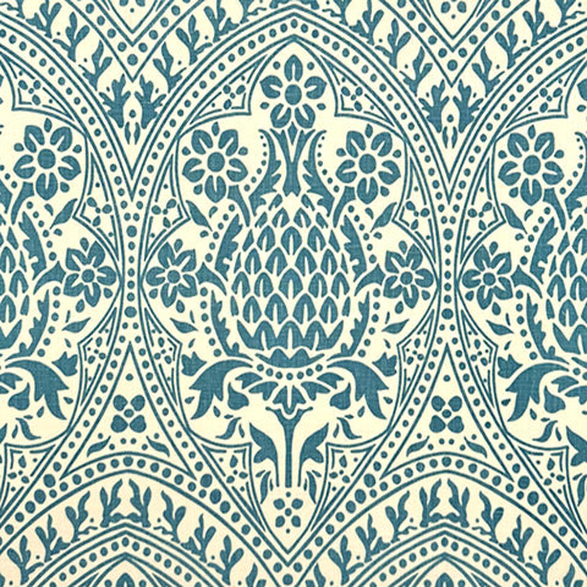 Quadrille Fabric: Pina - Custom Dark Turquoise on Tinted 100% Linen