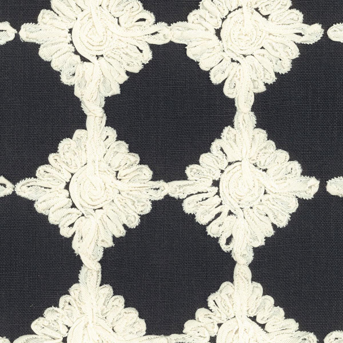 Rosette Embroidery Charcoal Fabric