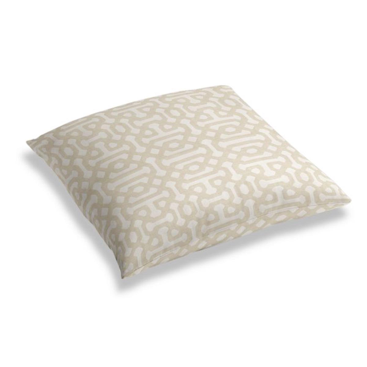 Simple Outdoor Floor Pillow in Sunbrella Fretwork - Flax