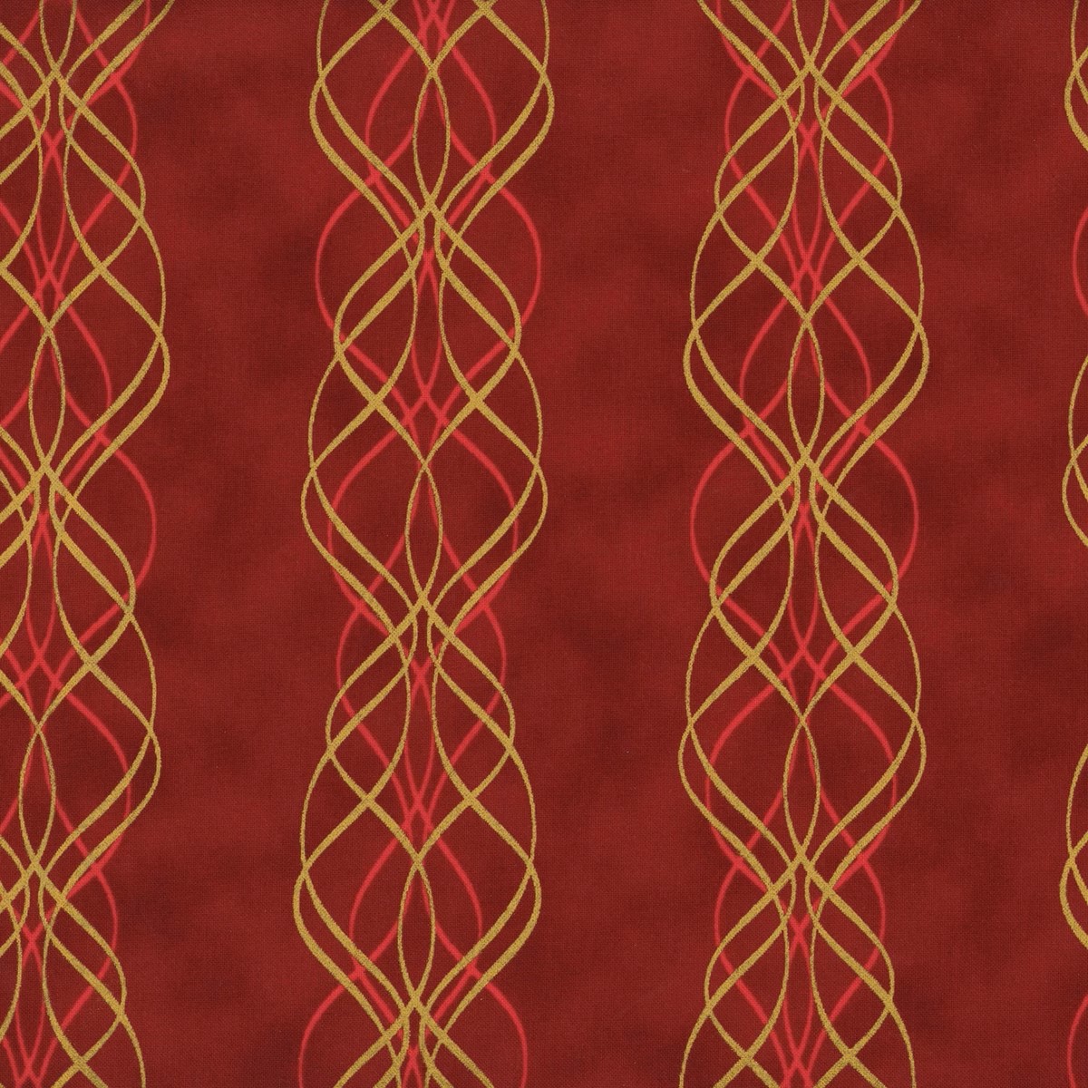 Fabric Hoffman Scarlet Gold Spiral Stripe Blooming Holidays by the Quarter Yard X7792-78G