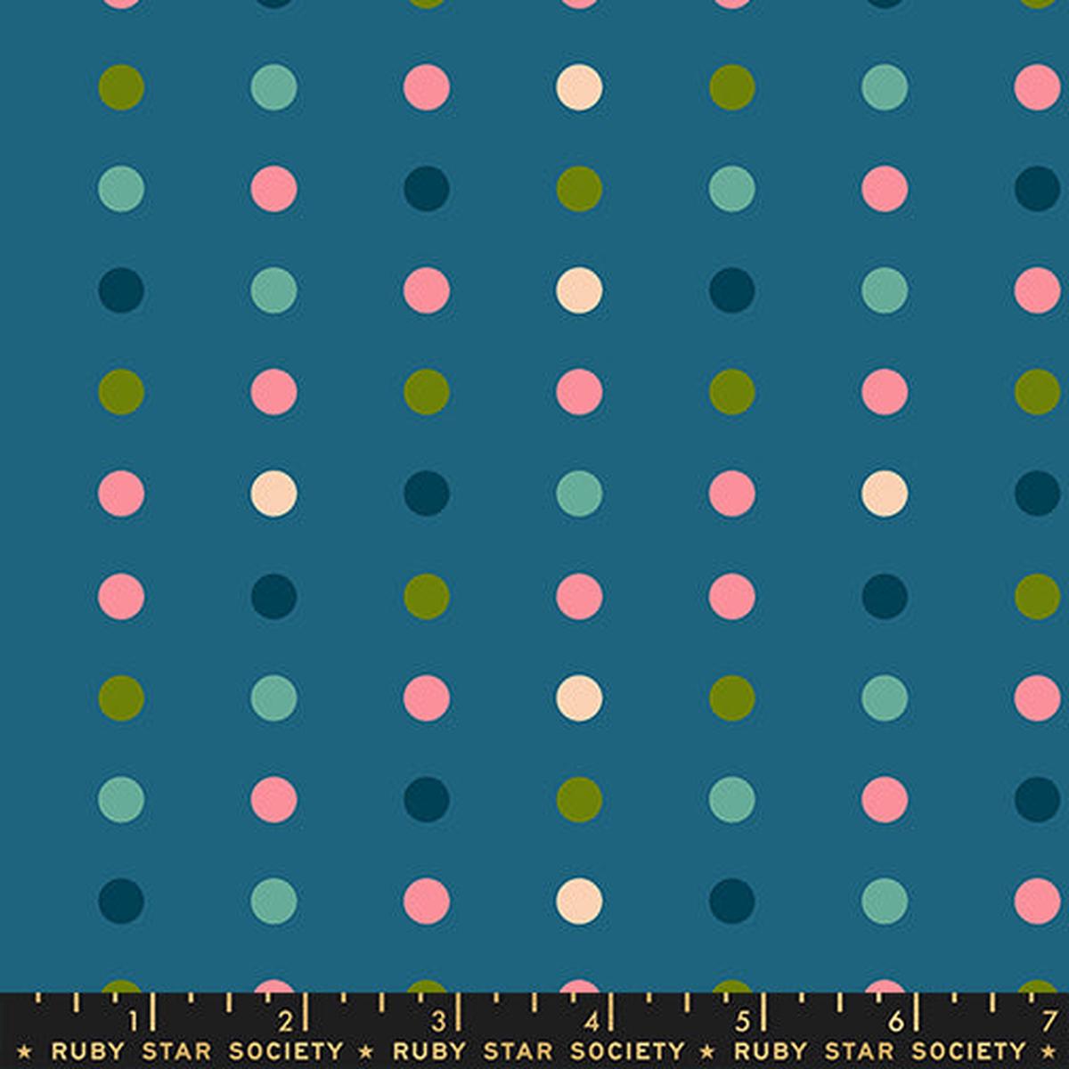 PREORDER Corsage Swatch Dots Teal Fabric by Ruby Star Society