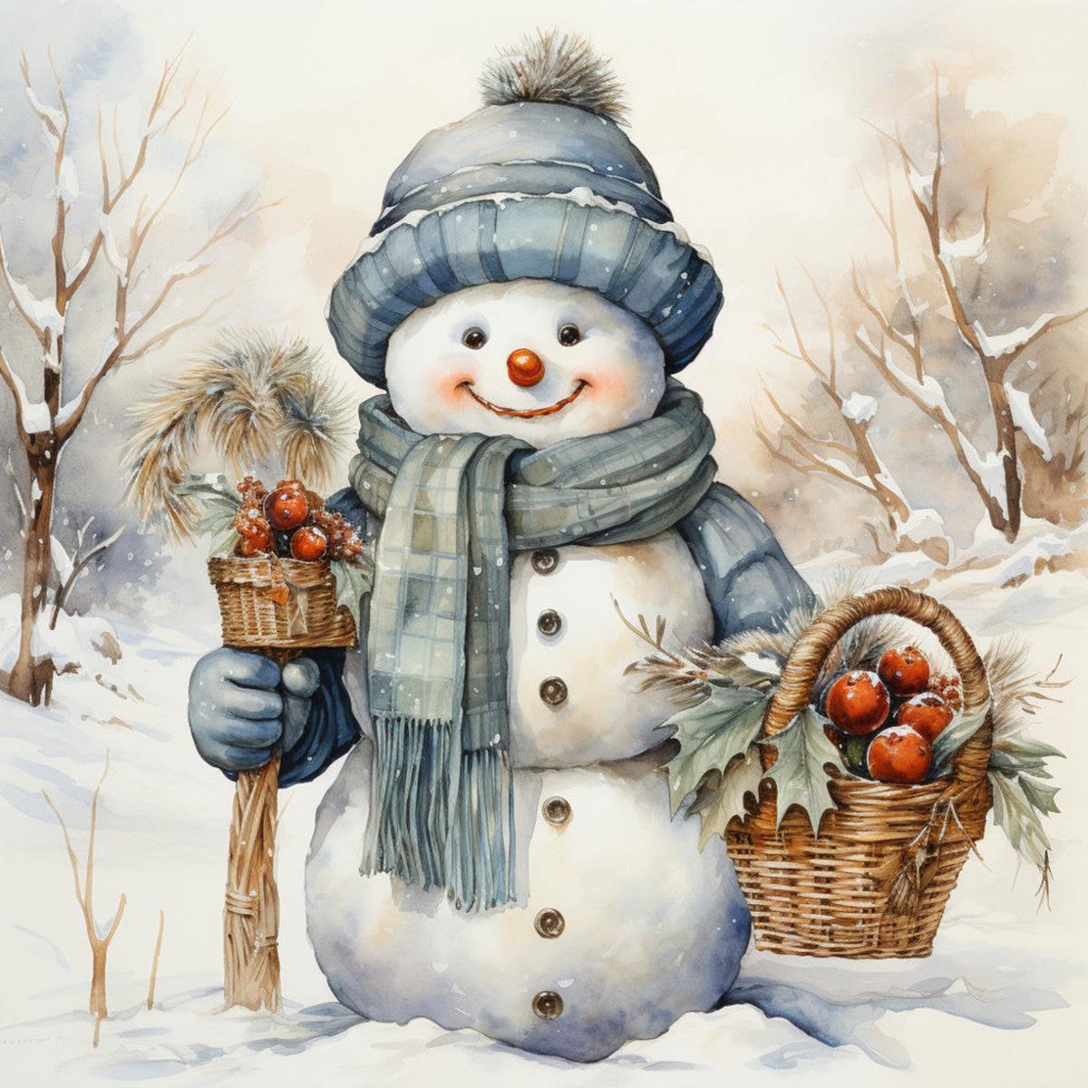 Classic Snowman Fabric Panel 73