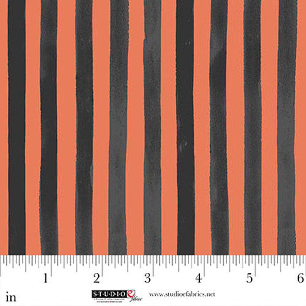 Fabric Studio E Black/Orange Stripes Paranormal Parade by the Quarter Yard 8327-93