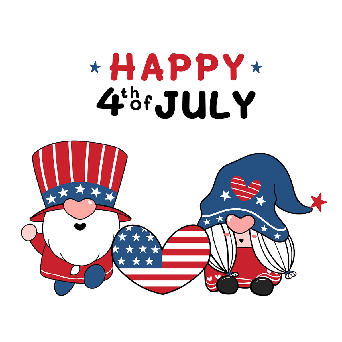 Happy Fourth Of July Gnomes Fabric Panel