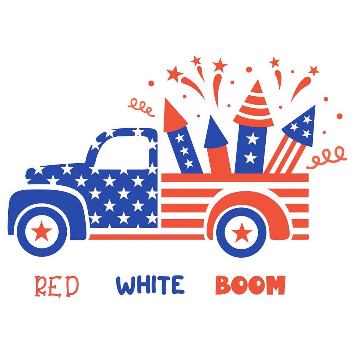 Red White Boom Fabric Panel - RedBlue