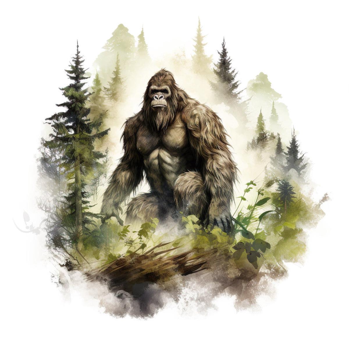 Watercolor Bigfoot Fabric Panel 6