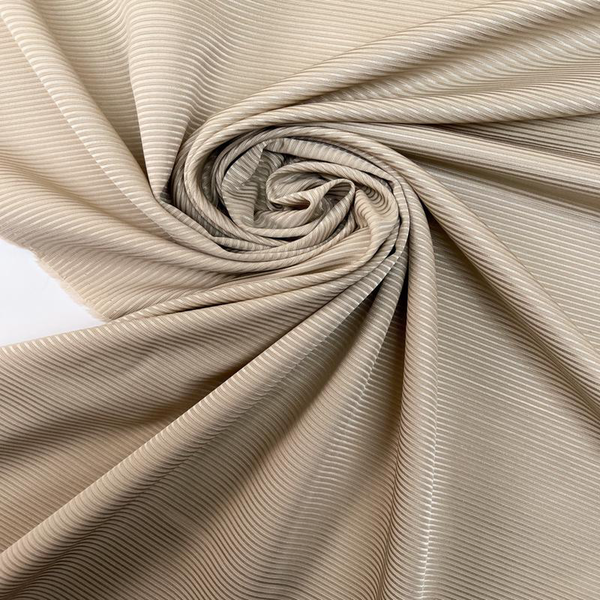 Beige Striped Wool Jacquard Fabric
