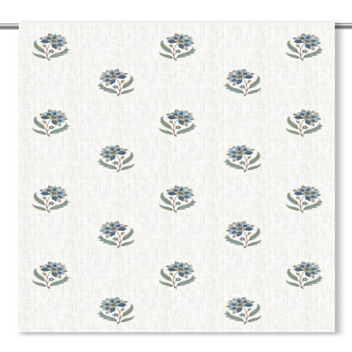 'Ikshana' Fabric by the Yard (Warm White/ Navy Blue)