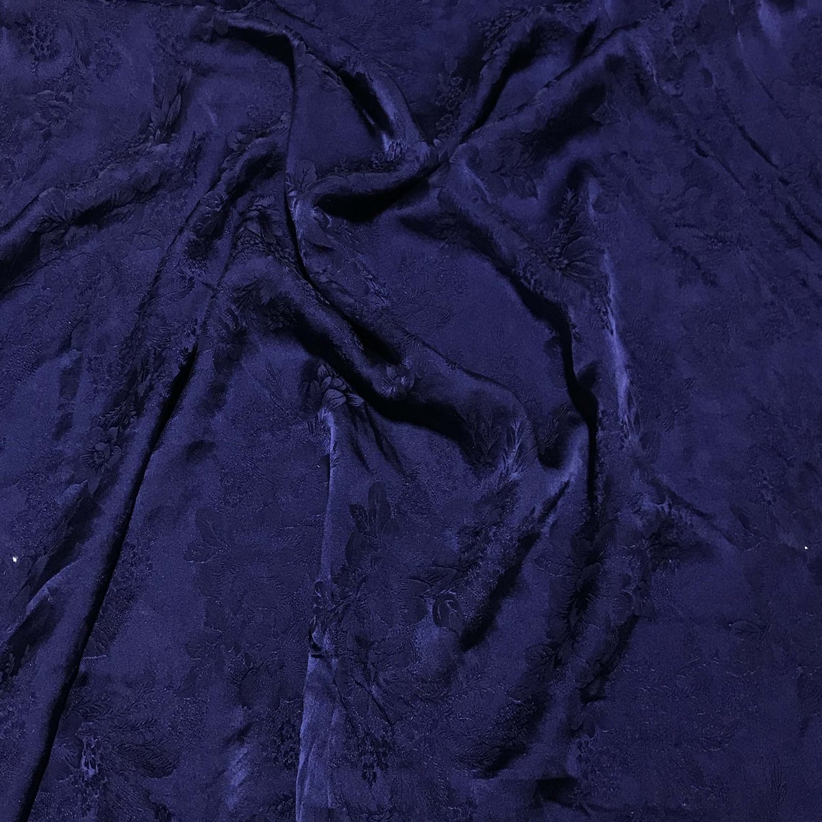 Midnight Blue Floral - Hand Dyed Silk Jacquard