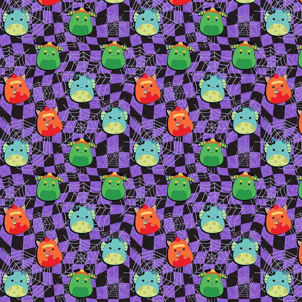 Northcott Fabrics - Boo Squad - Original Squishmallows - Squishes On A Web- Purple - Yardage