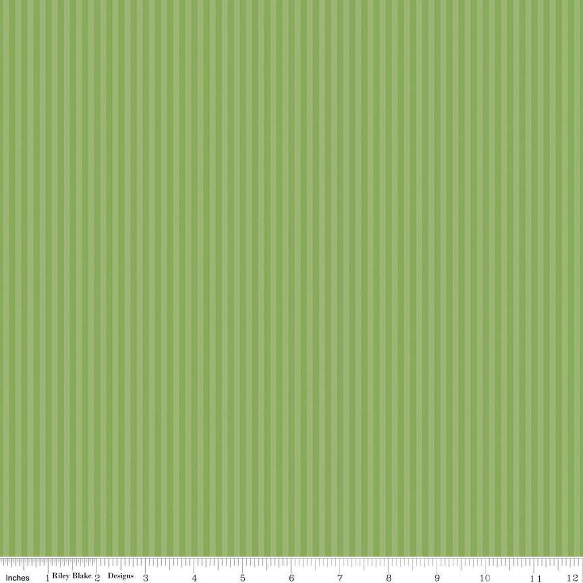 SALE 1/8 Tonal Eighth Inch Stripe C500 Green - Riley Blake Designs - Tone-on-Tone Small Striped - Quilting Cotton Fabric