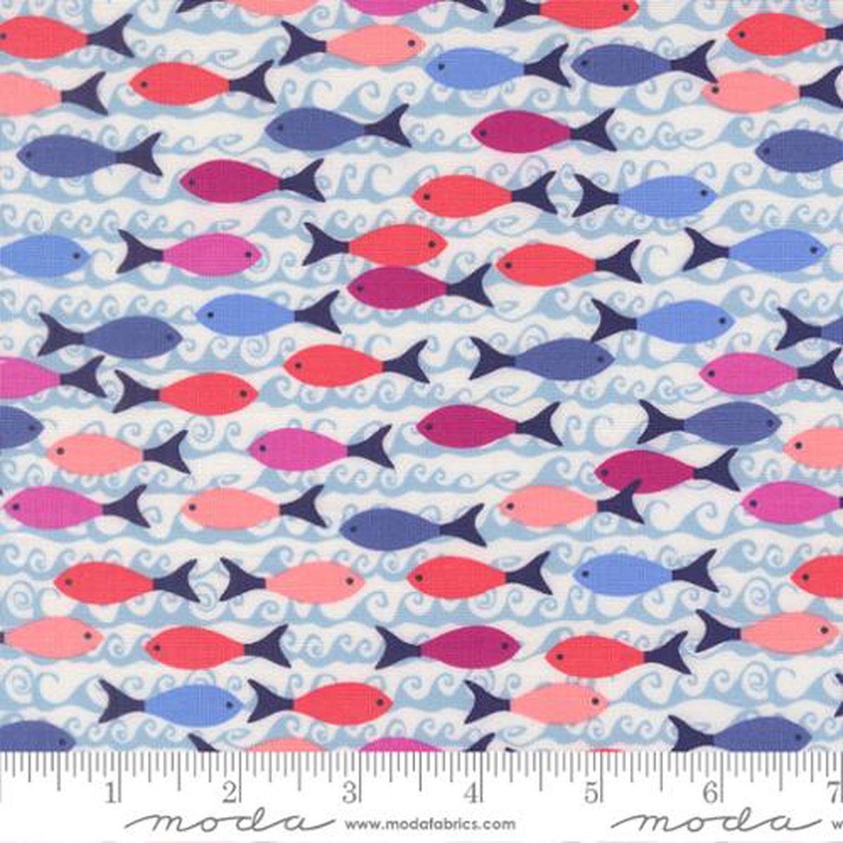School of Fish in Marlin -- Reef by Kate Spain -- Moda Fabrics