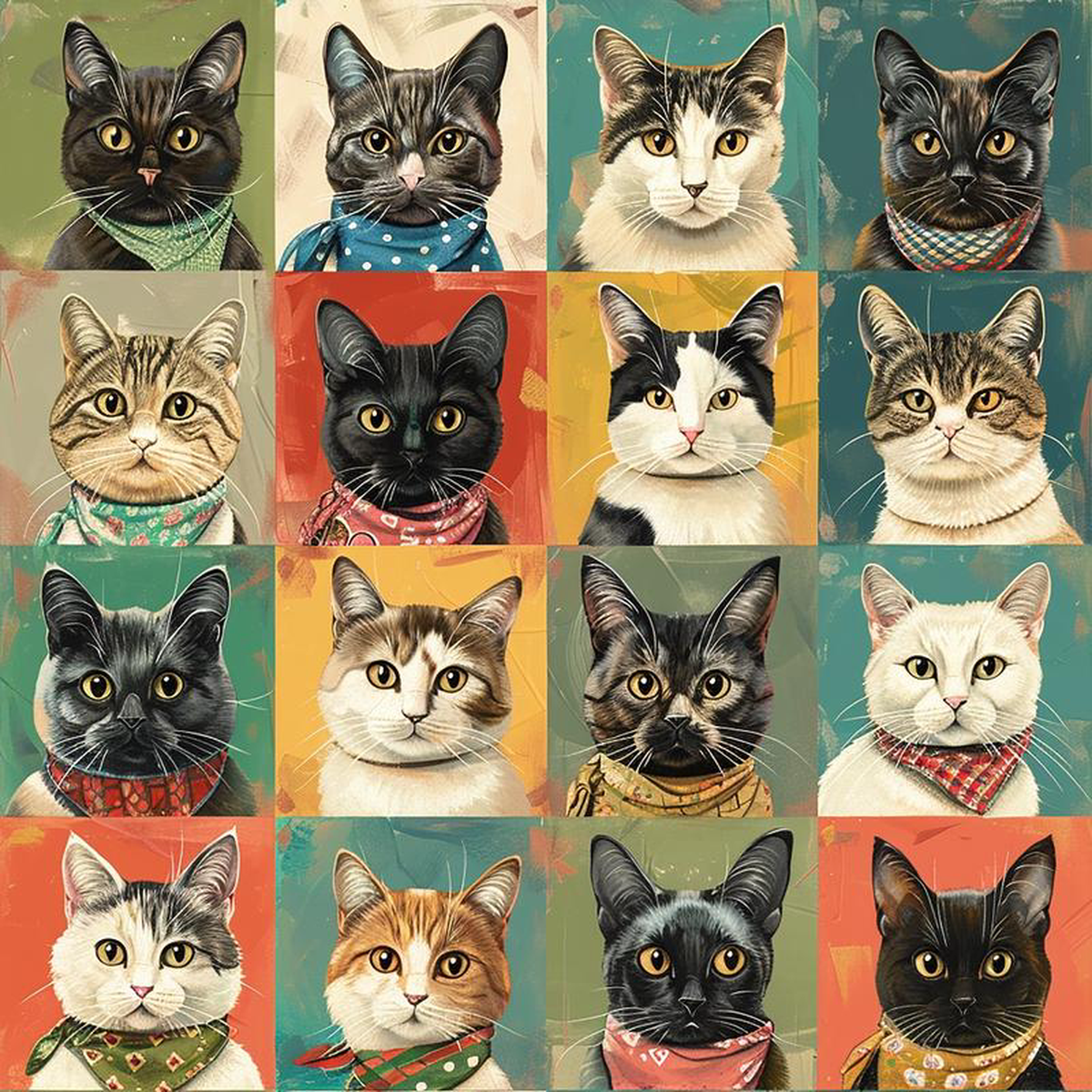 Well Dressed Cats Pattern 3 Quilting Cotton Fabric