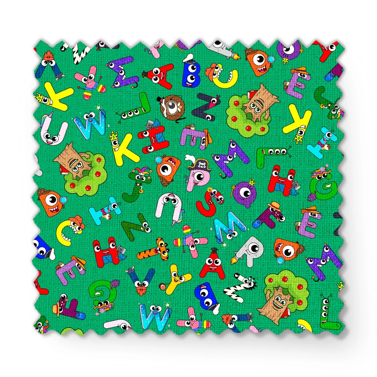 English Tree Spelling Costumes Letters on Green Fabric