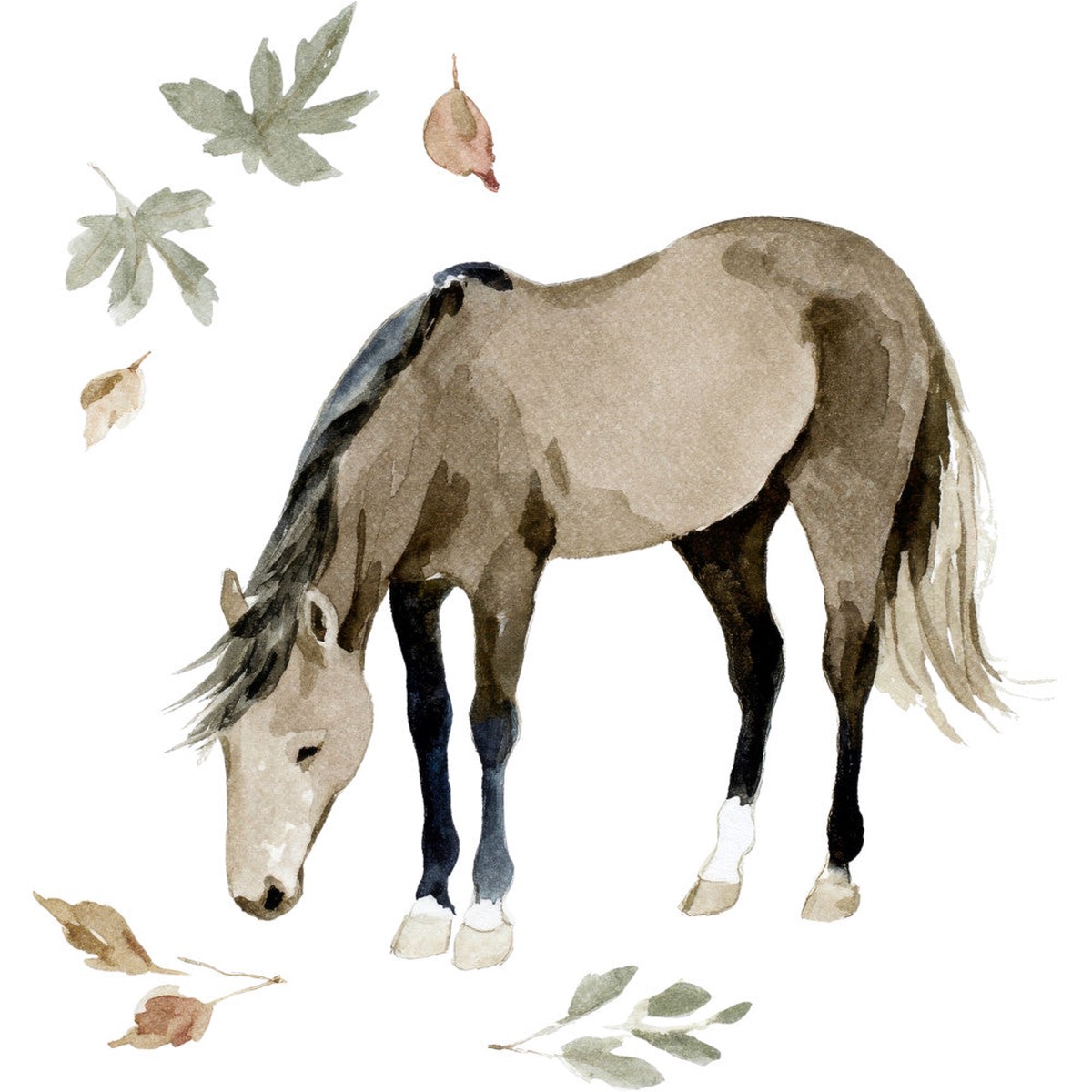 Watercolor Horses Fabric Panel 72