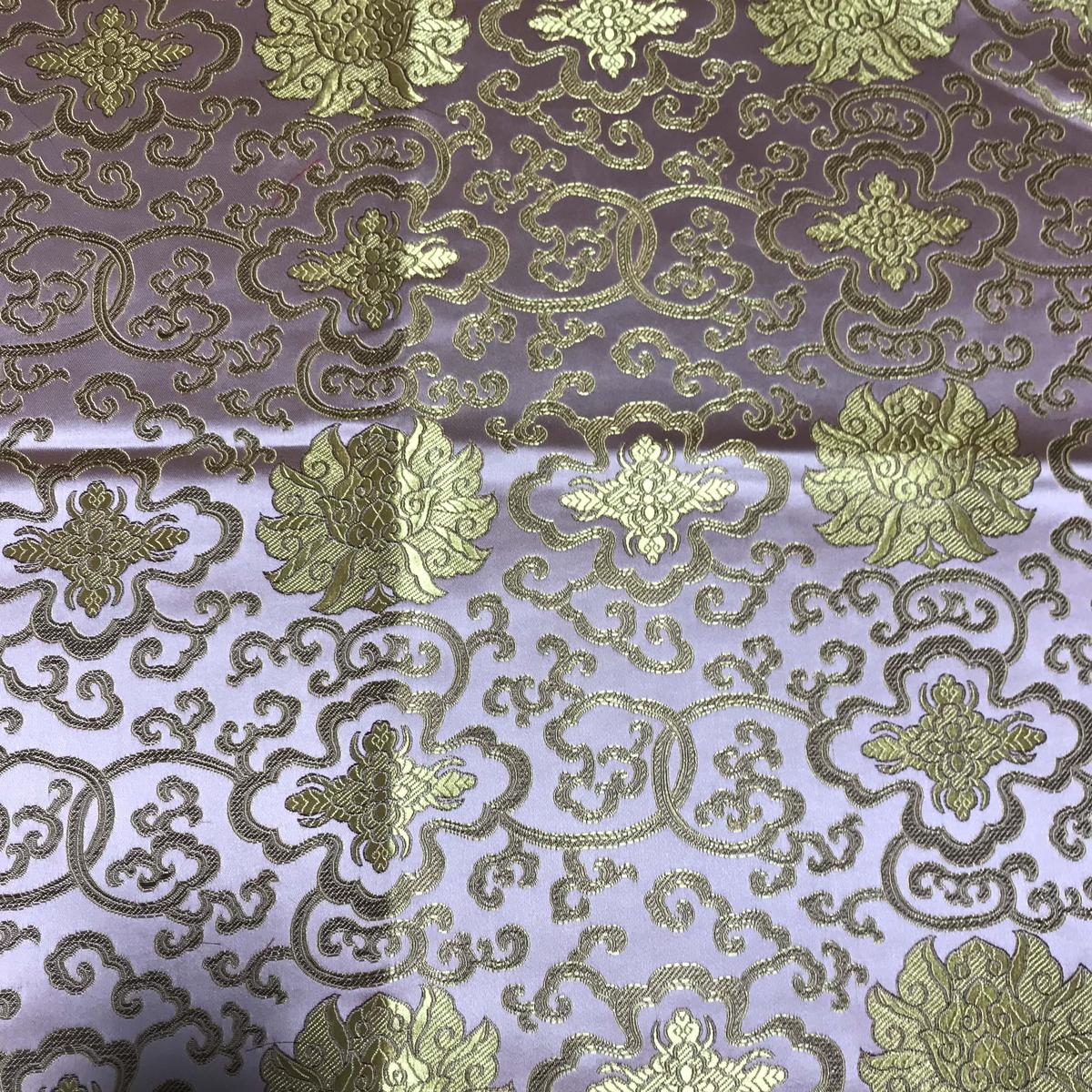 Baby Pink & Gold Medallions - Faux Silk Brocade Fabric 18"x22" Remnant