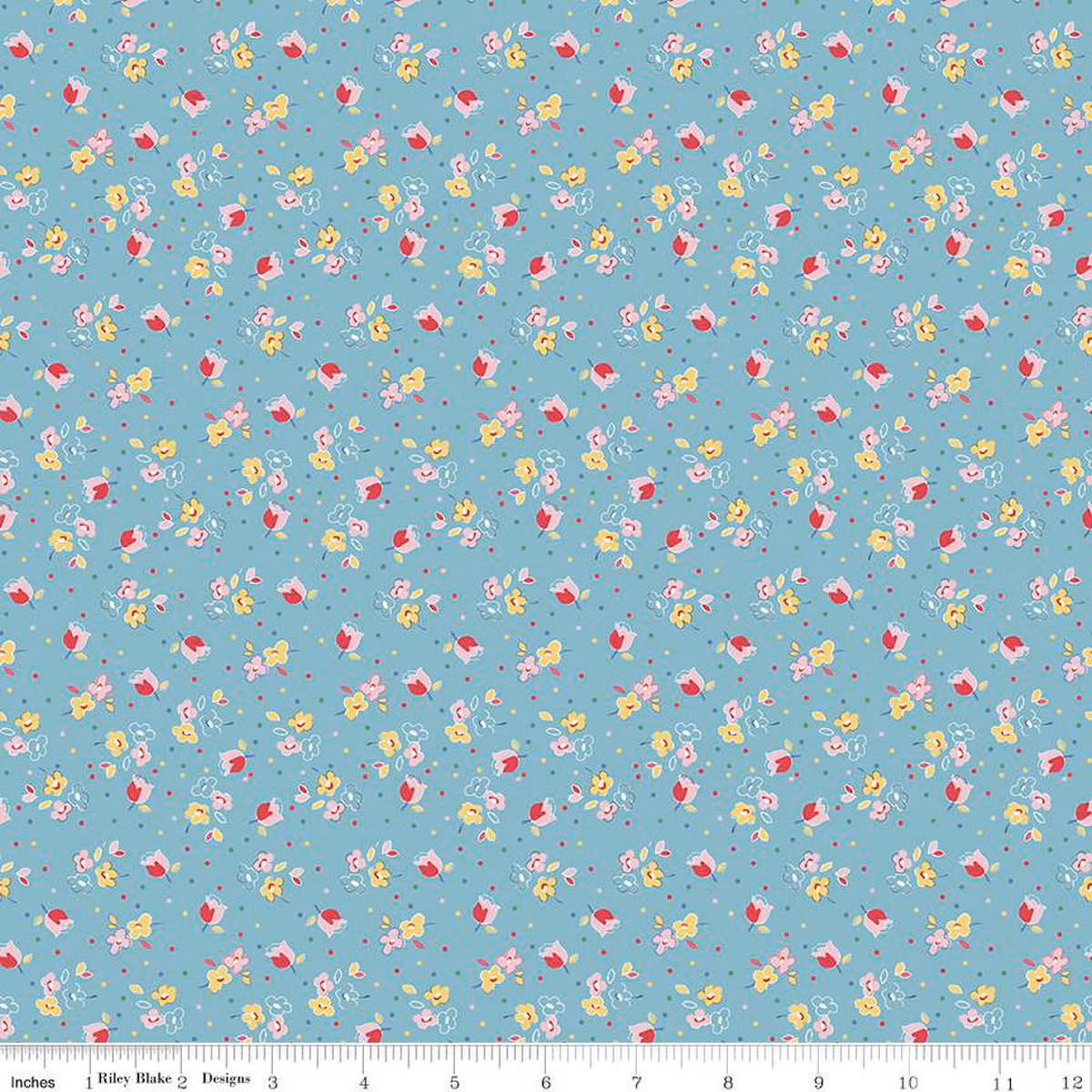 Fabric Riley Blake Aqua Calico Sweet Rose Simple Pleasures by the Quarter Yard C16653-AQUA