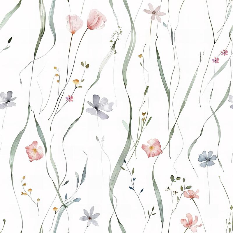 Handdrawn Meadow Wildflowers Pattern 5 Quilting Cotton Fabric