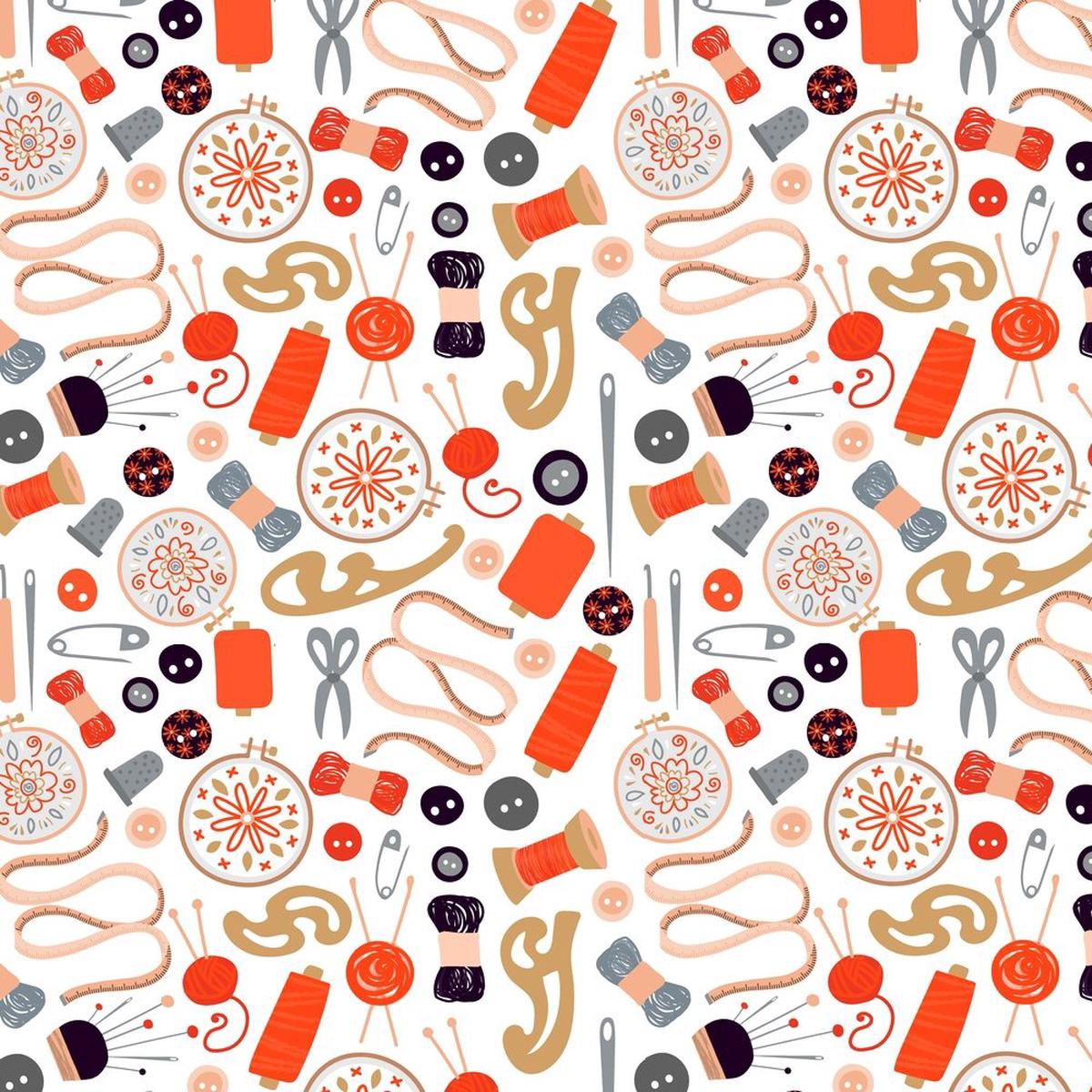Assorted Sewing Materials Fabric - Red