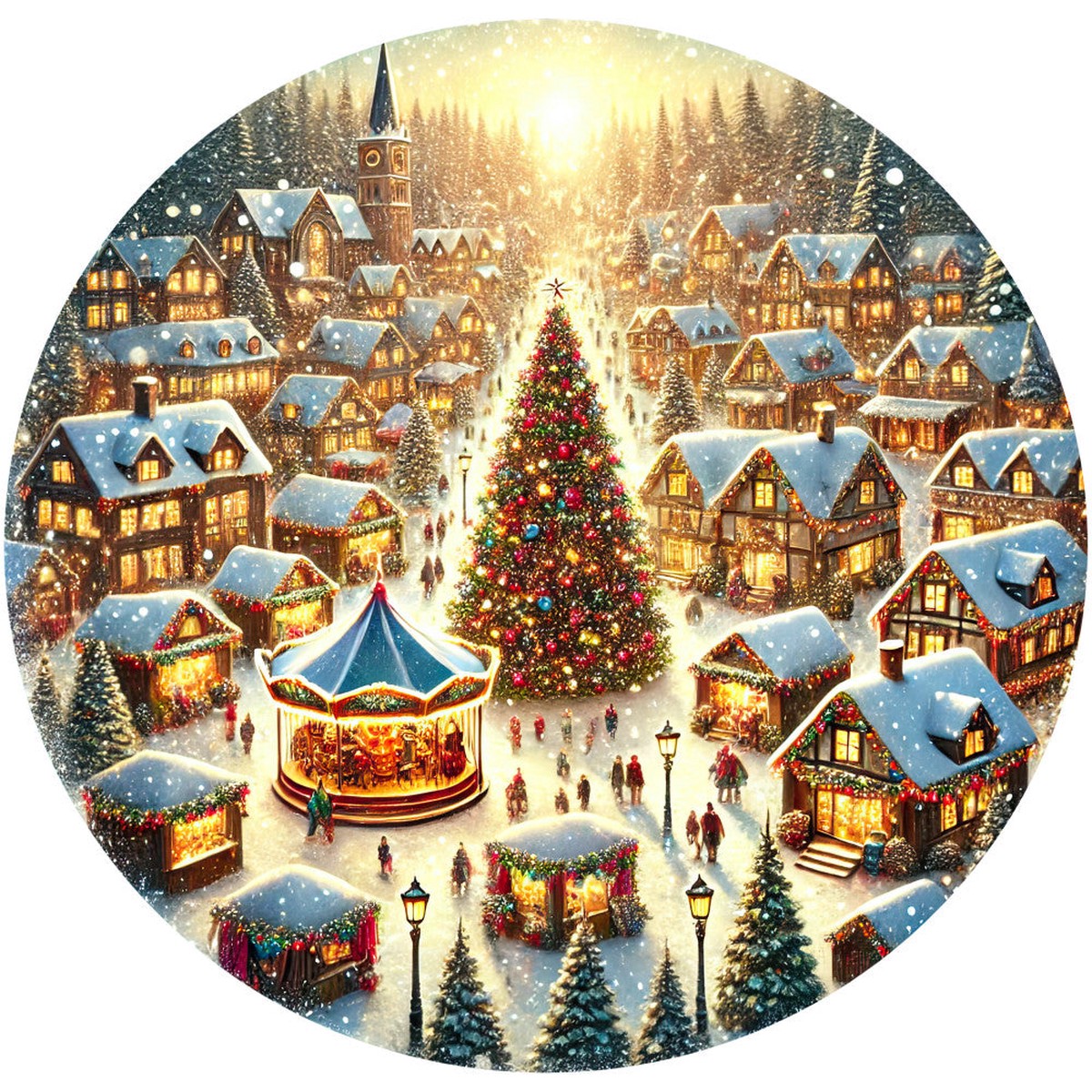 Christmas Villages Fabric Panel 40