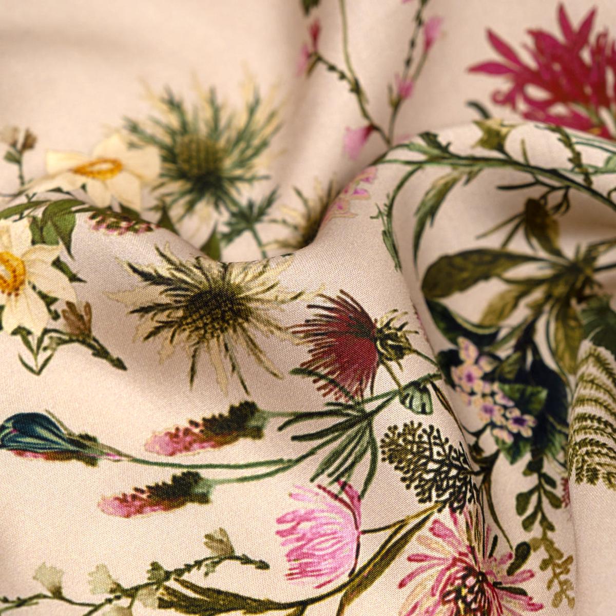 Foragers Bouquet Viscose Satin - Parchment