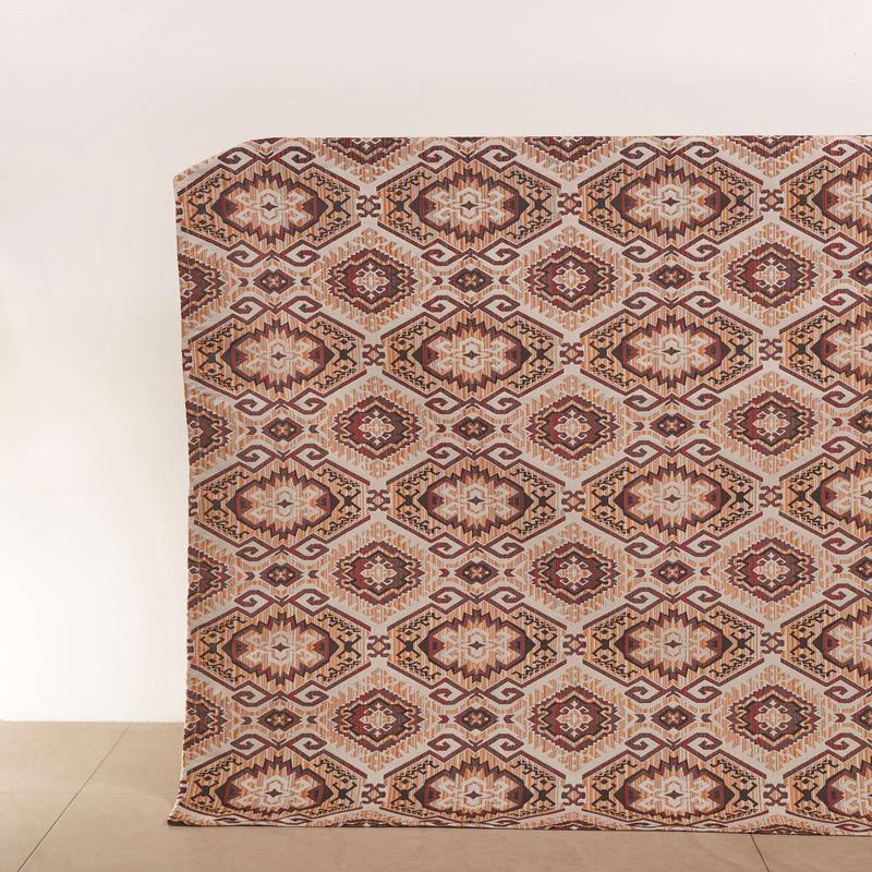 'Natural Oak' Fabric by the Metre (Burnt Brown/ Red/ Yellow)