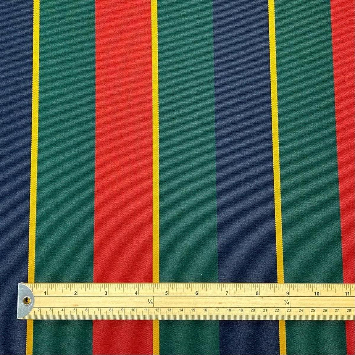 Navy/Green/Red Striped PU Coated Waterproof Fabric