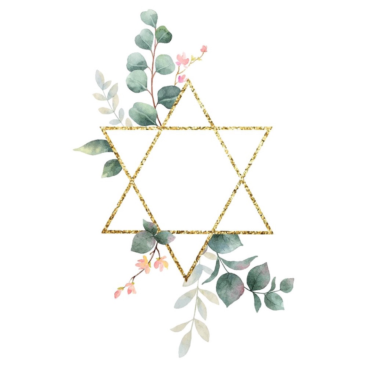 Star Of David Eucalyptus Leaves Fabric Panel