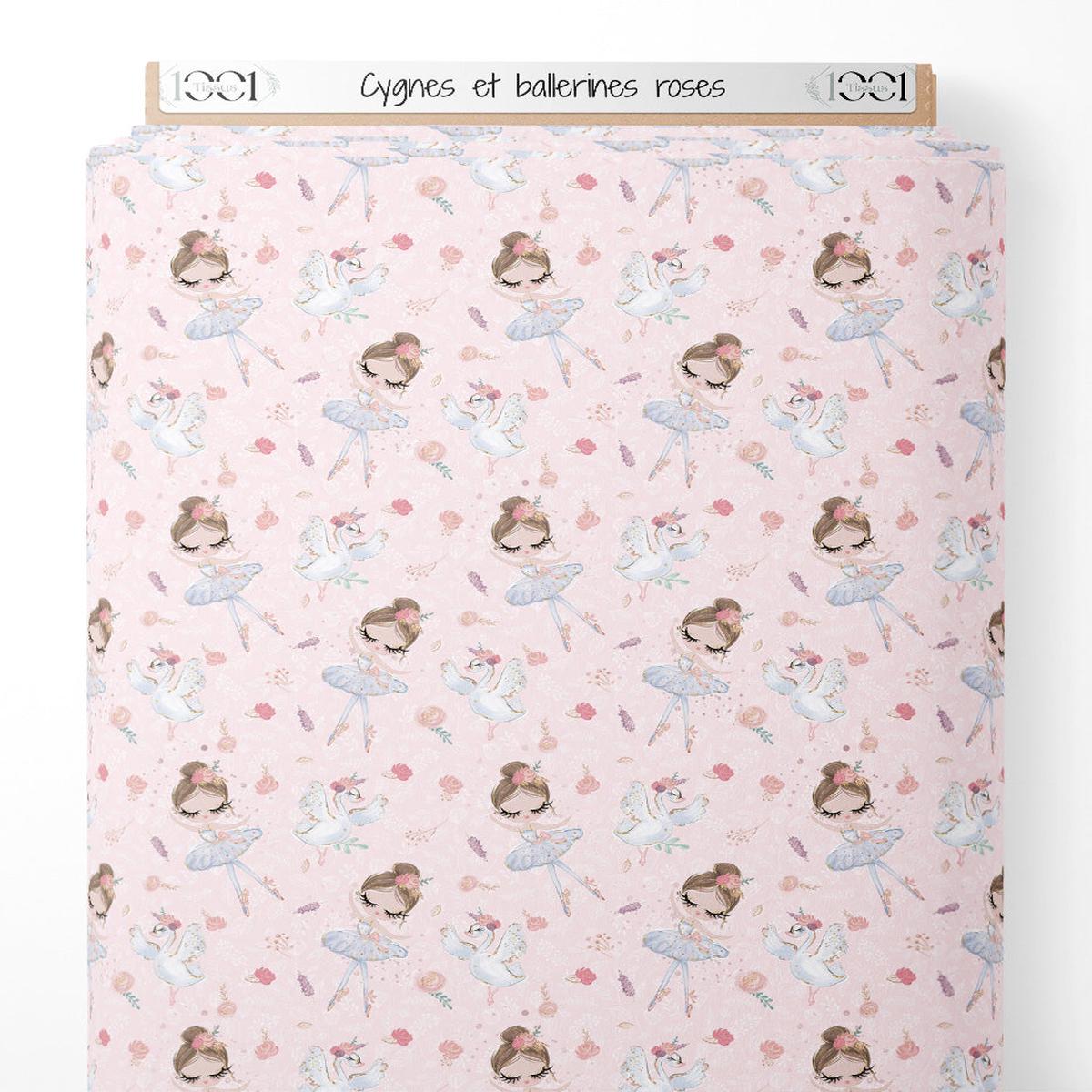 Tissu - Cygnes et ballerines roses