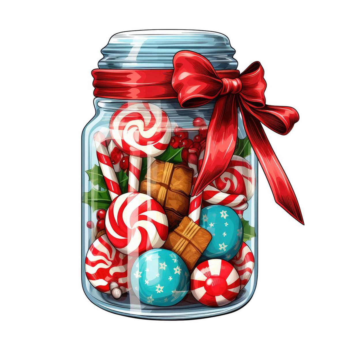 Christmas Candy Jar #12 Fabric Panel