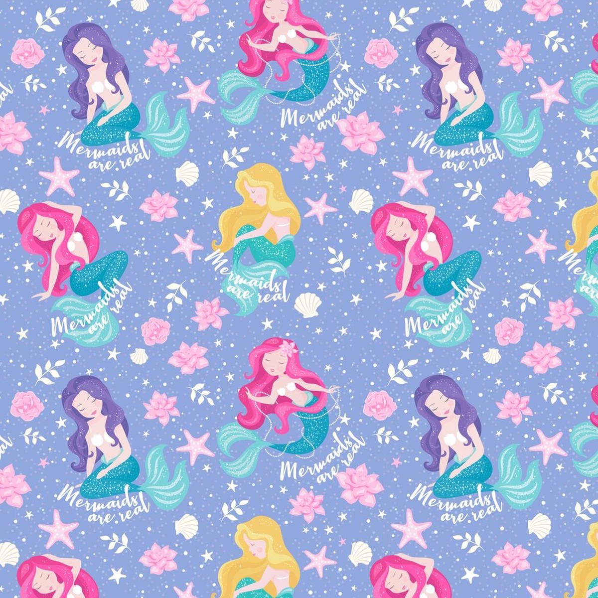 Mermaids Are Real Fabric - Purple