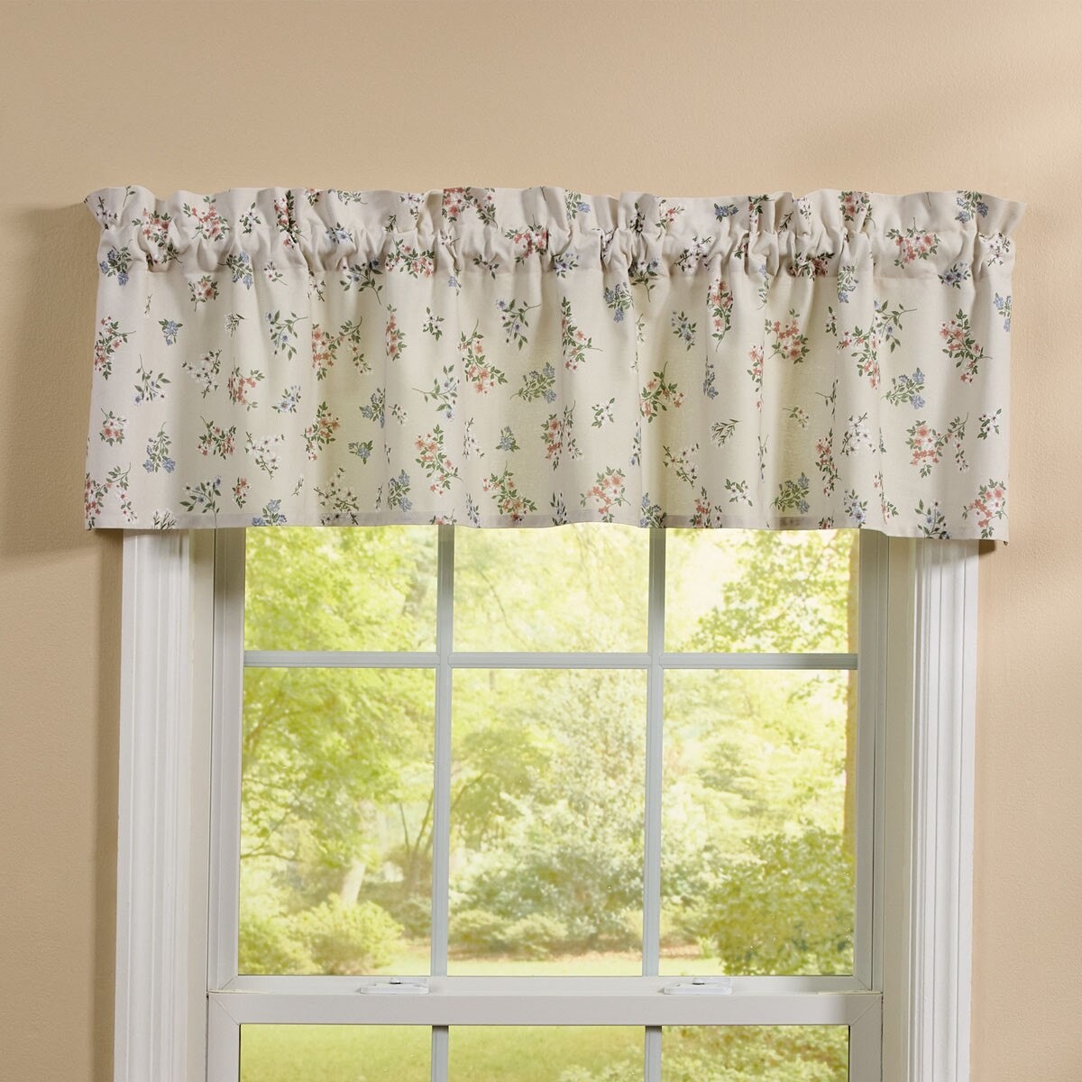 Backyard Flowers Fabric Window Valance - 14" L